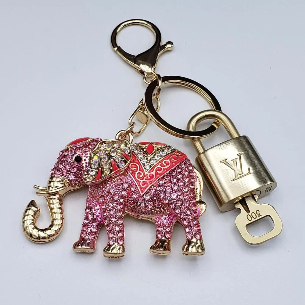 LV Gold Padlock 🔑 Authentic Louis Vuitton Charm + Unbranded Elephant Keychain
